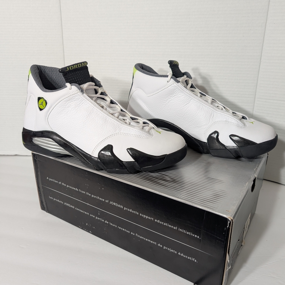 Nike Air Jordan 14 Retro White Chartreuse 311832-132 Size 12